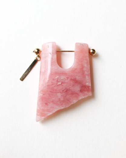 Rock Pierced Earring - Pink Opal -