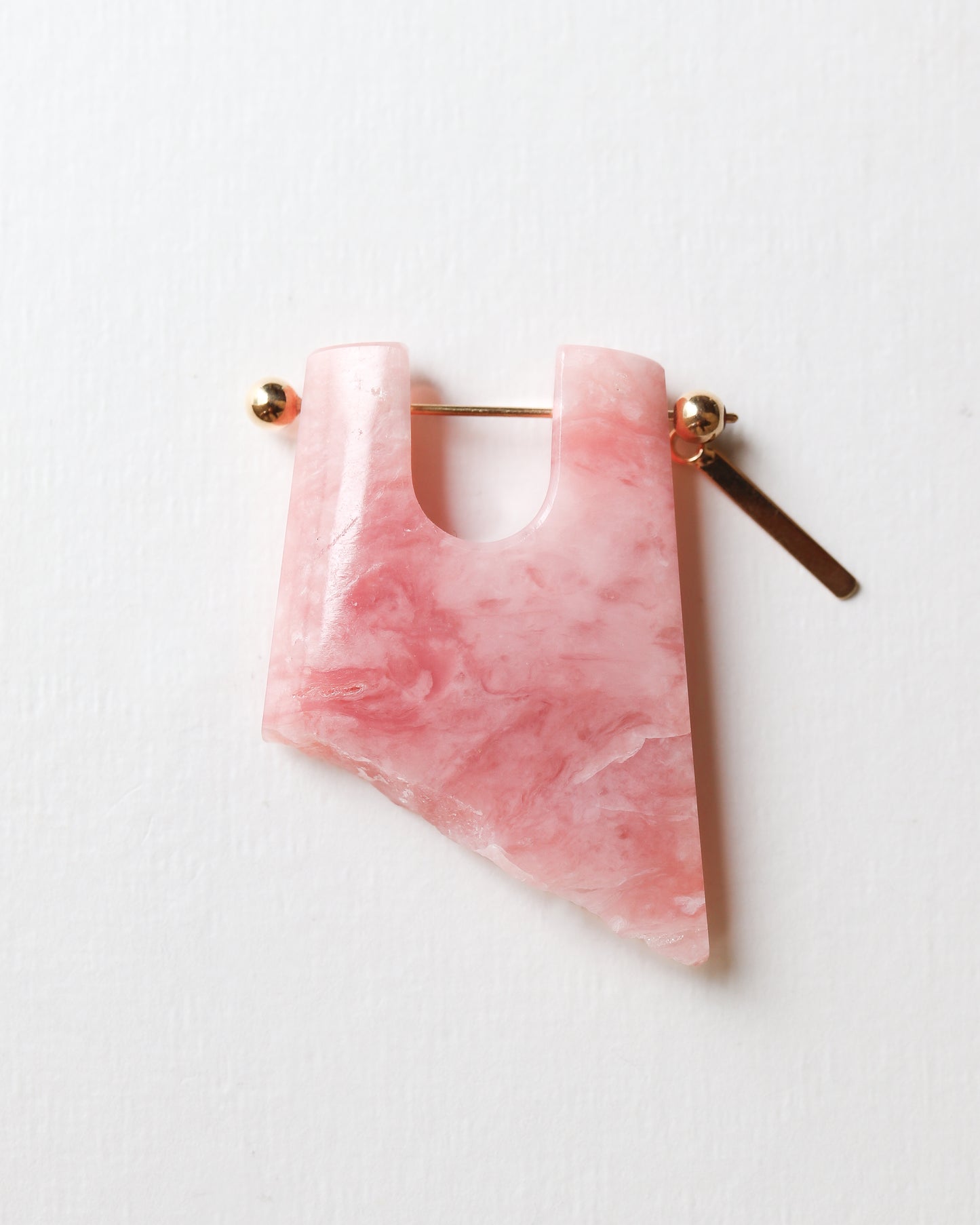 Rock Pierced Earring - Pink Opal -