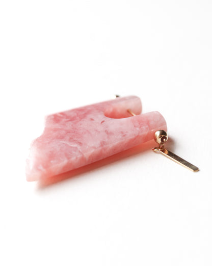 Rock Pierced Earring - Pink Opal -