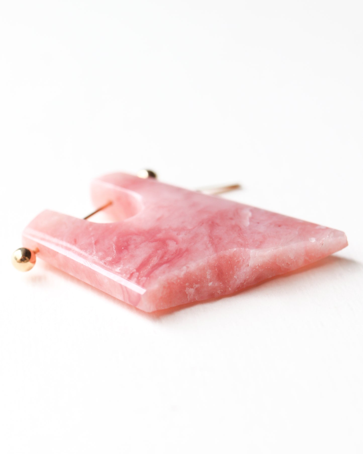 Rock Pierced Earring - Pink Opal -