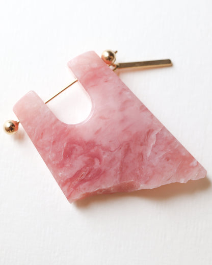 Rock Pierced Earring - Pink Opal -