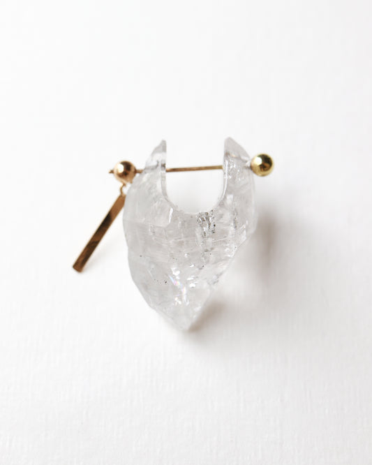 Rock Pierced Earring - Diamond Quartz -