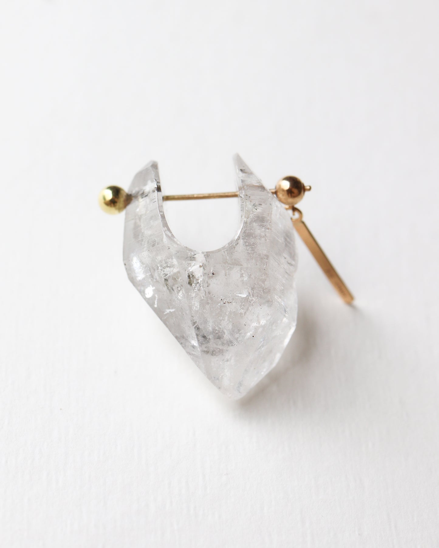 Rock Pierced Earring - Diamond Quartz -