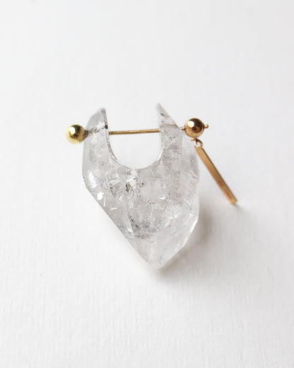 Rock Pierced Earring - Diamond Quartz -