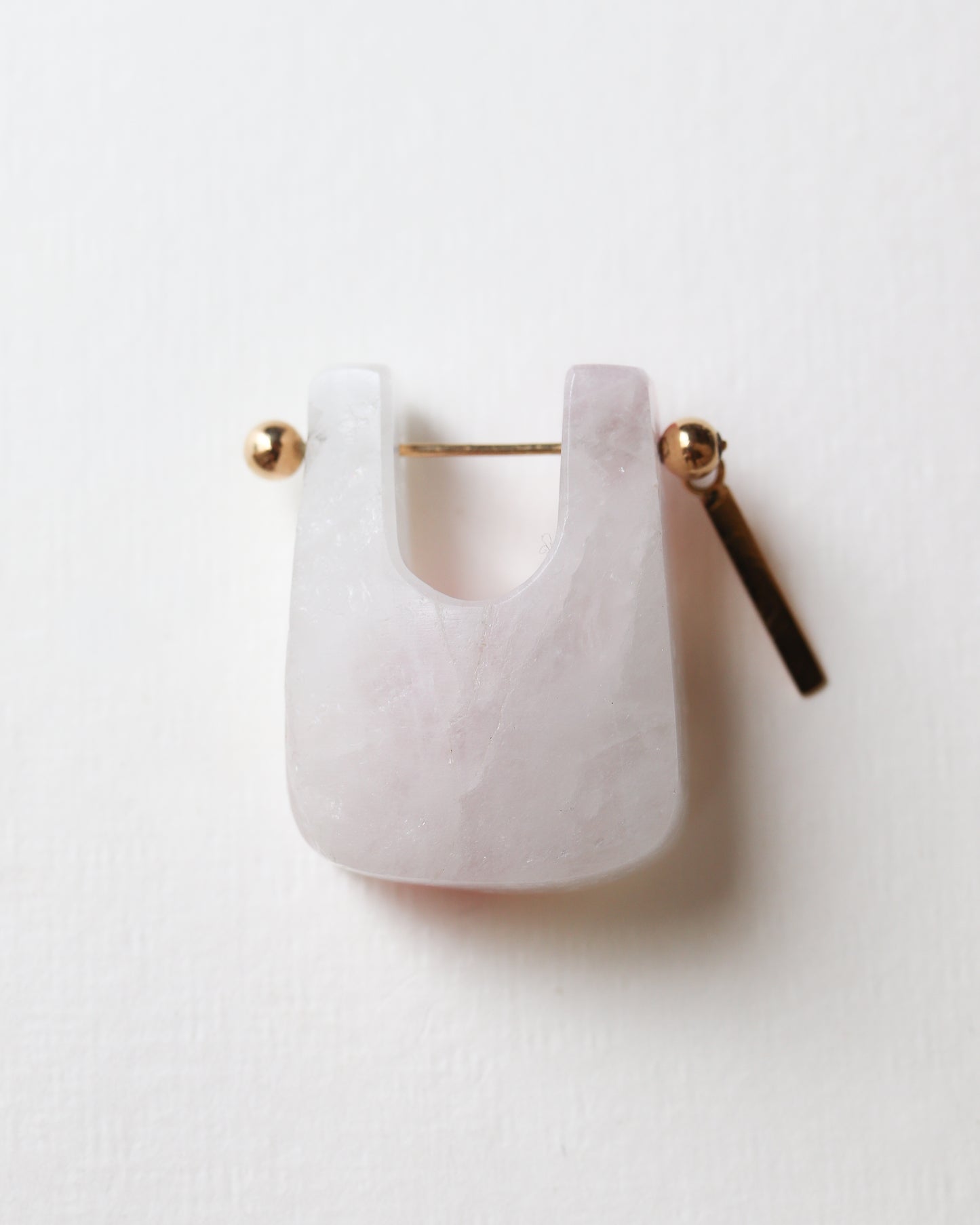 Rock Pierced Earring - Pink Tourmaline -