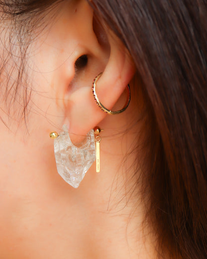 Rock Pierced Earring - Diamond Quartz -