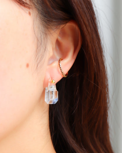 Rock Pierced Earring - Dumortierite in Quartz -