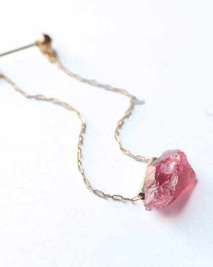 Pipe Pierced Earring - Rhodonite -