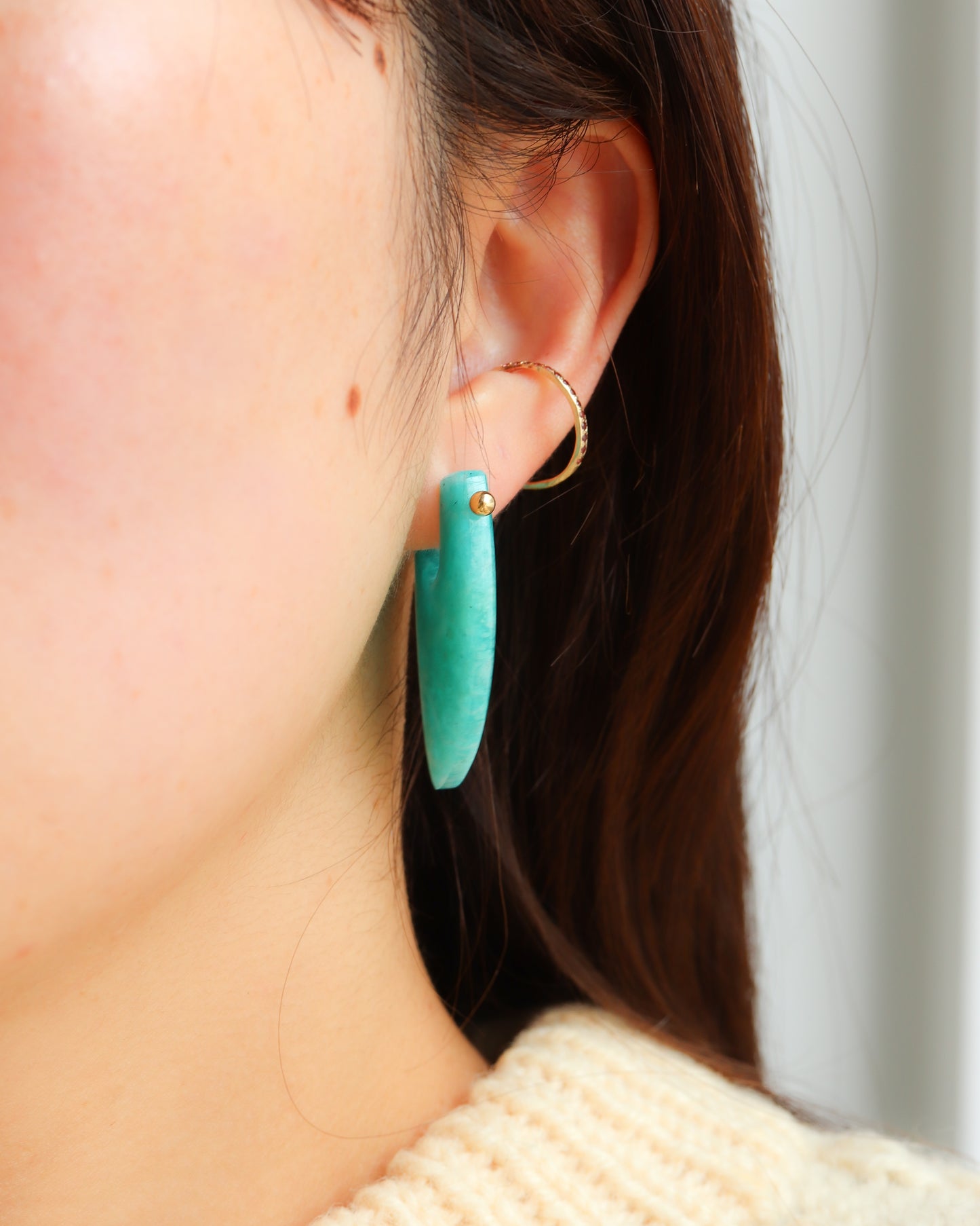 Rock Pierced Earring - Amazonite -