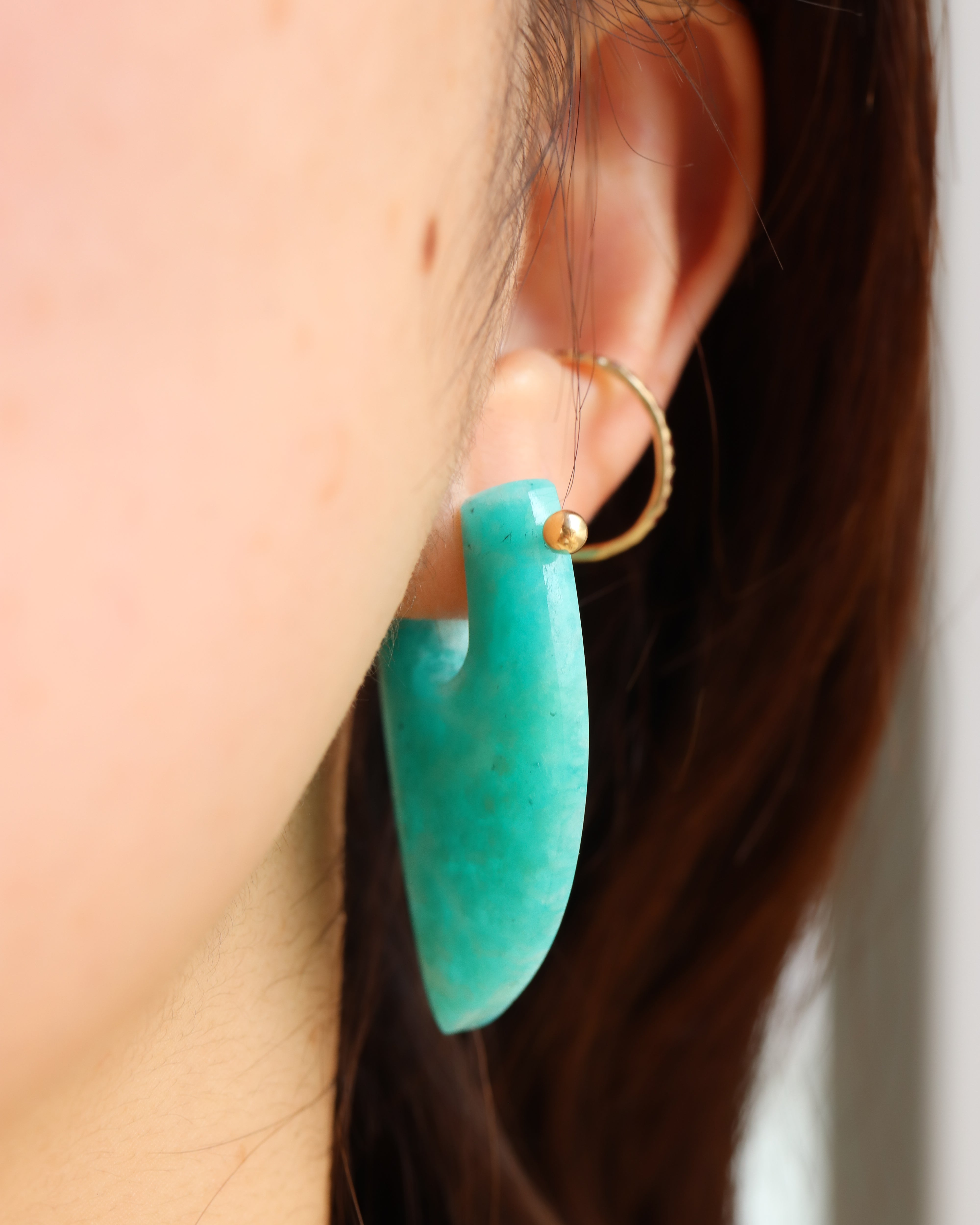 Rock Pierced Earrings - Amazonite -