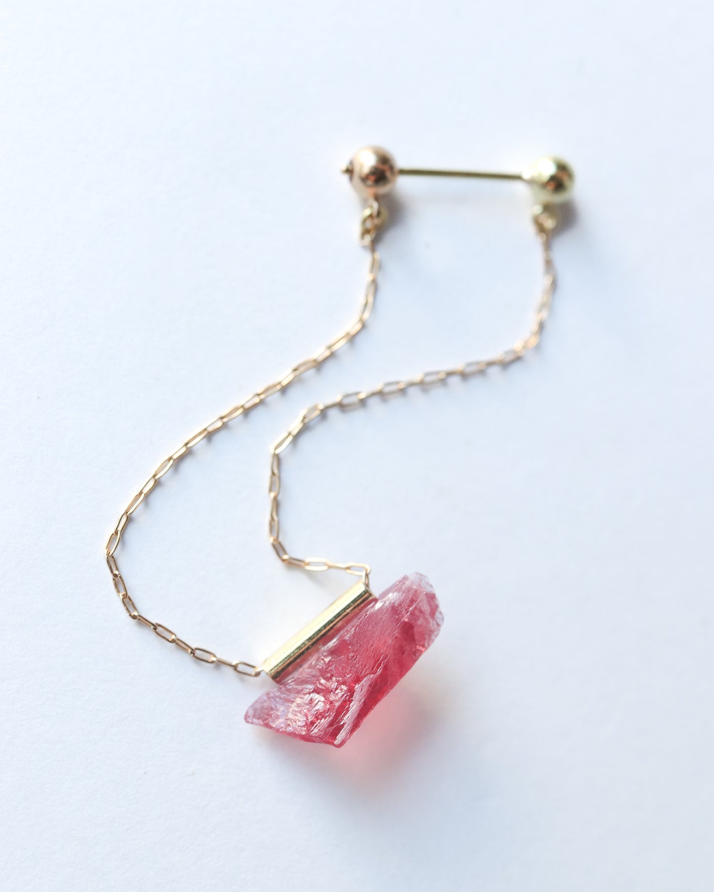 Pipe Pierced Earring - Rhodonite -