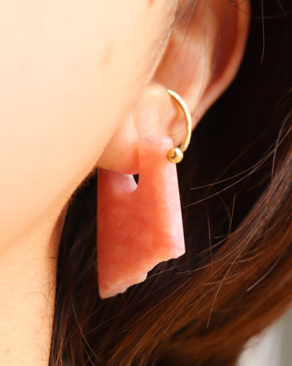 Rock Pierced Earring - Pink Opal -