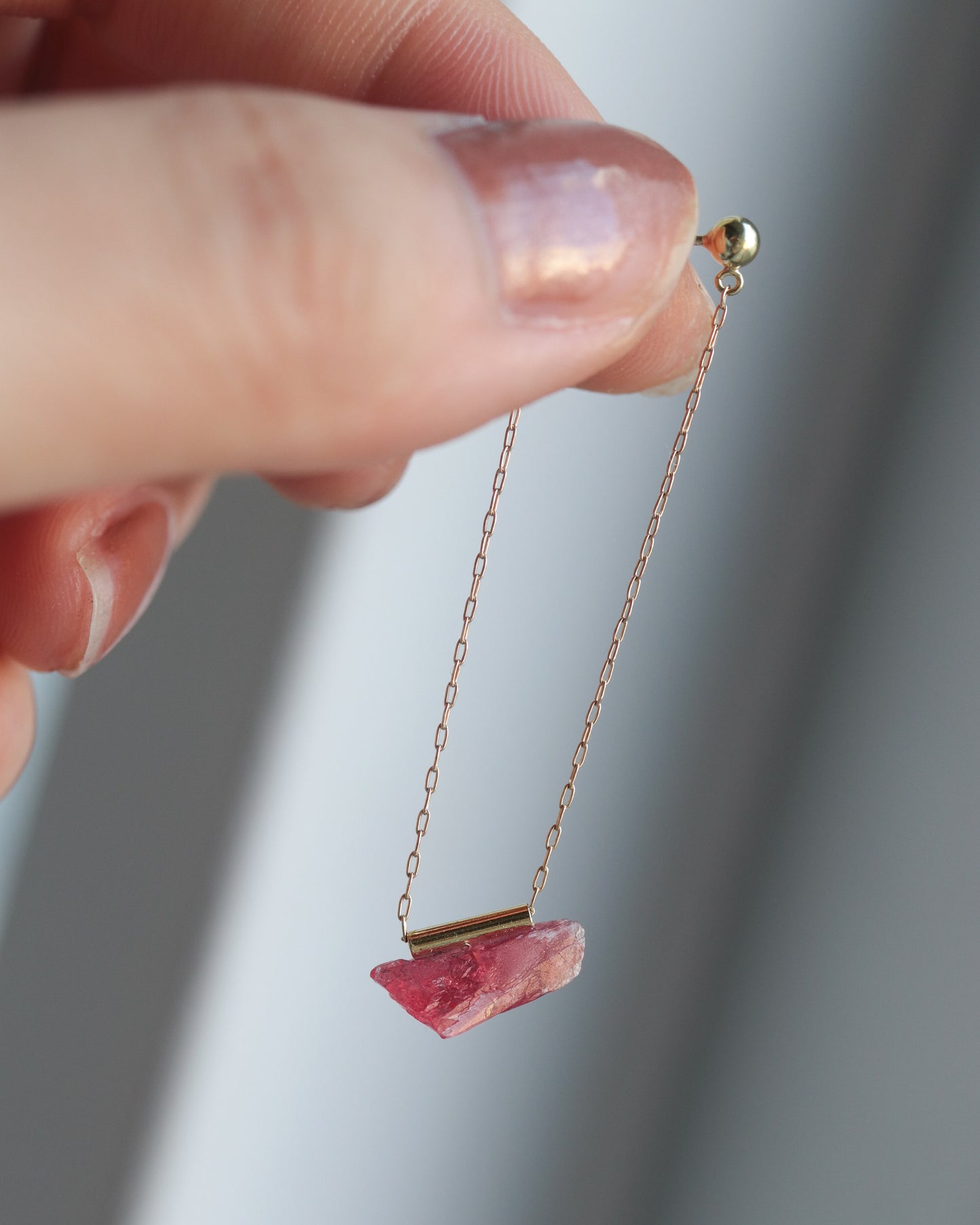 Pipe Pierced Earring - Rhodonite -