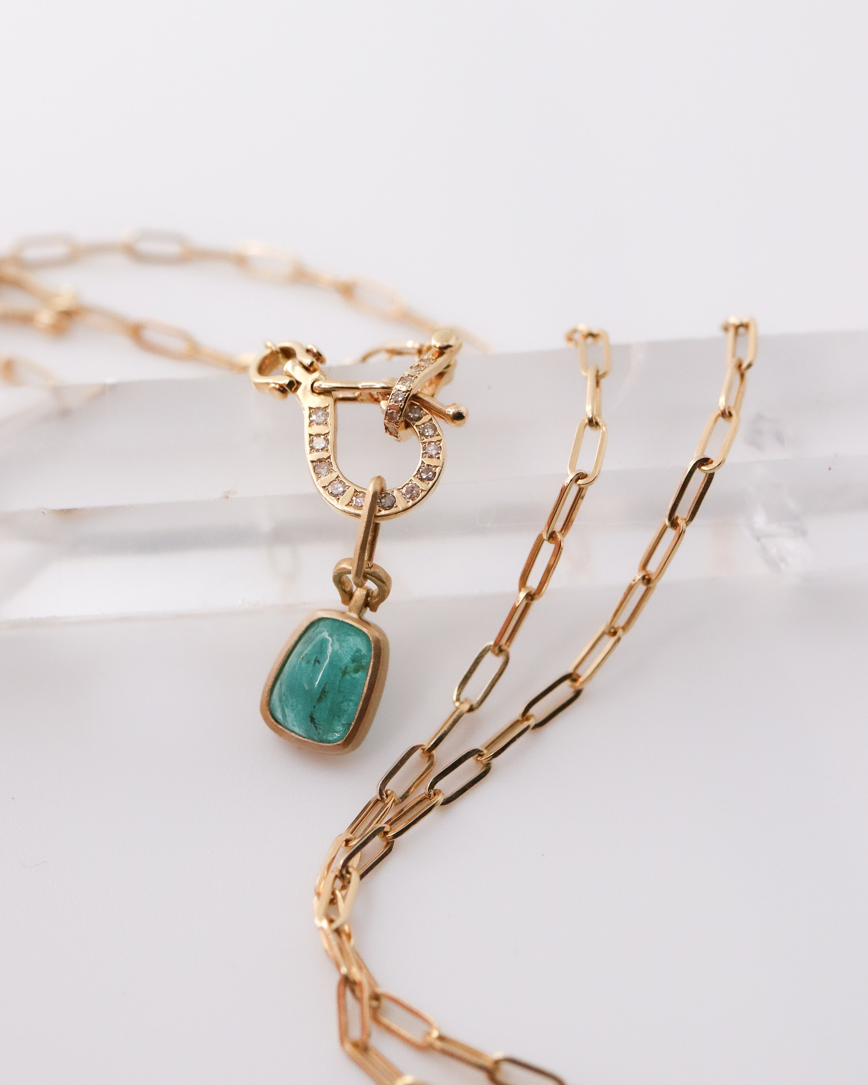 Horse Shoe Collet Necklace - Paraiba Tourmaline -