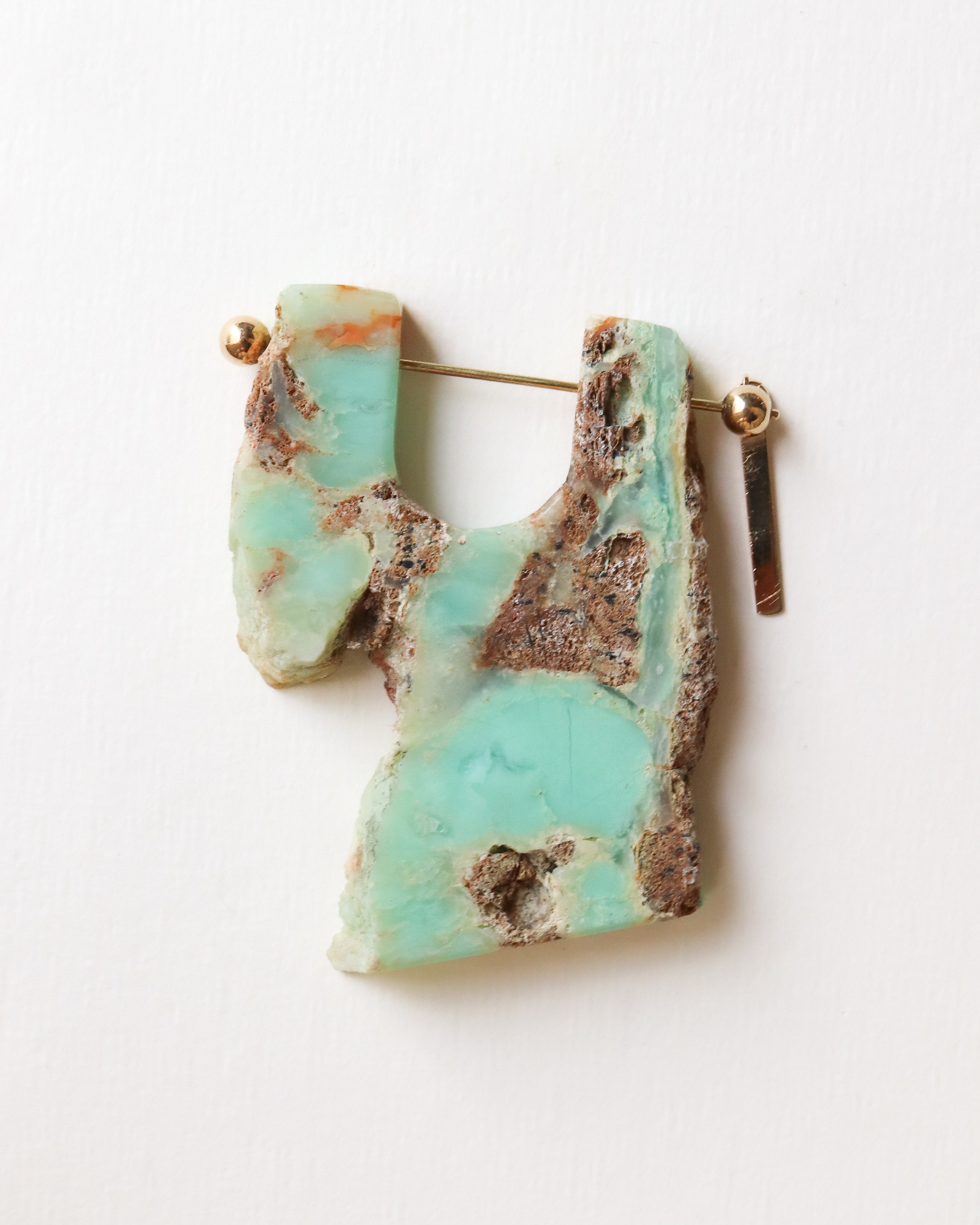 Rock Pierced Earring - Chrysophrase -