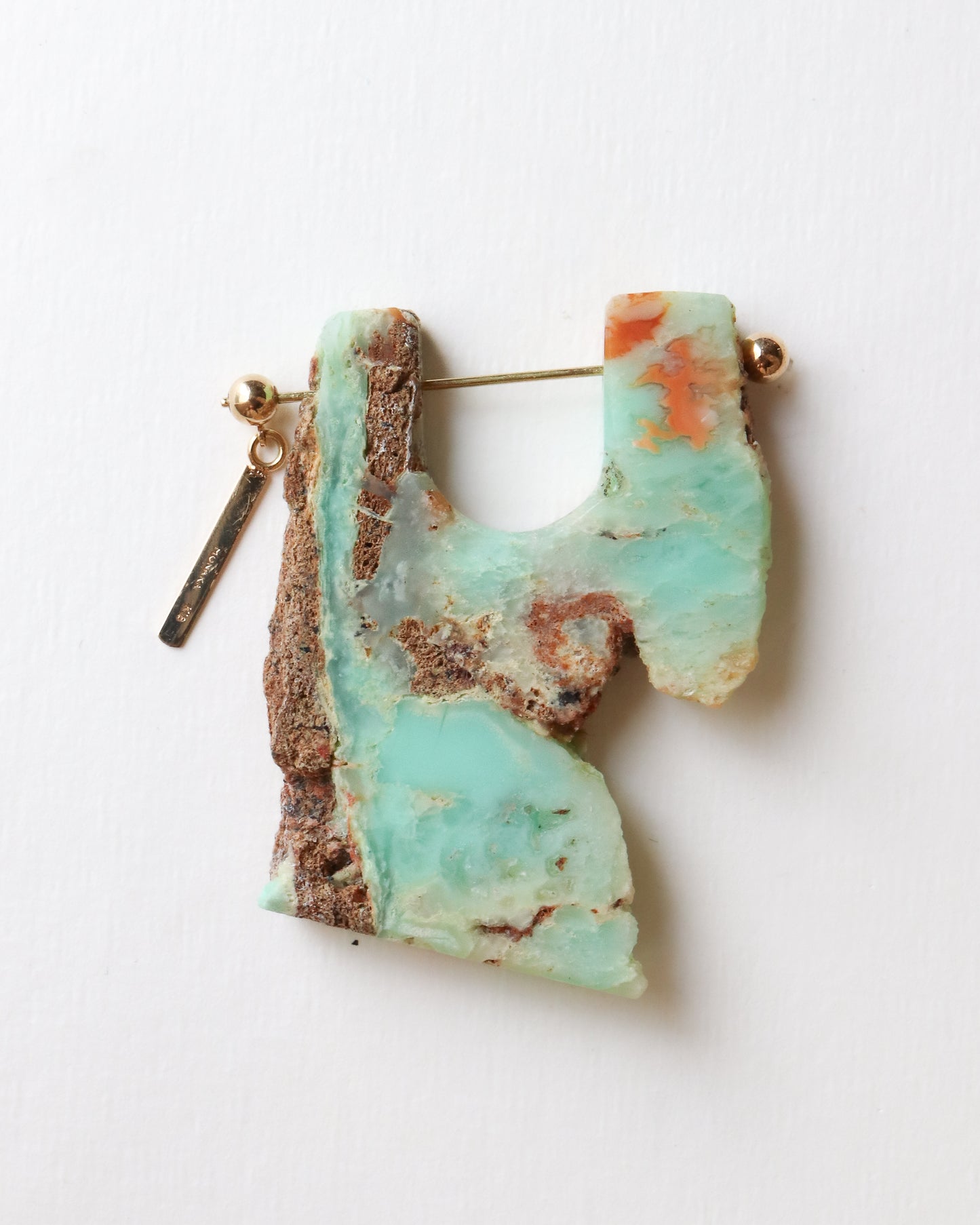 Rock Pierced Earring - Chrysophrase -