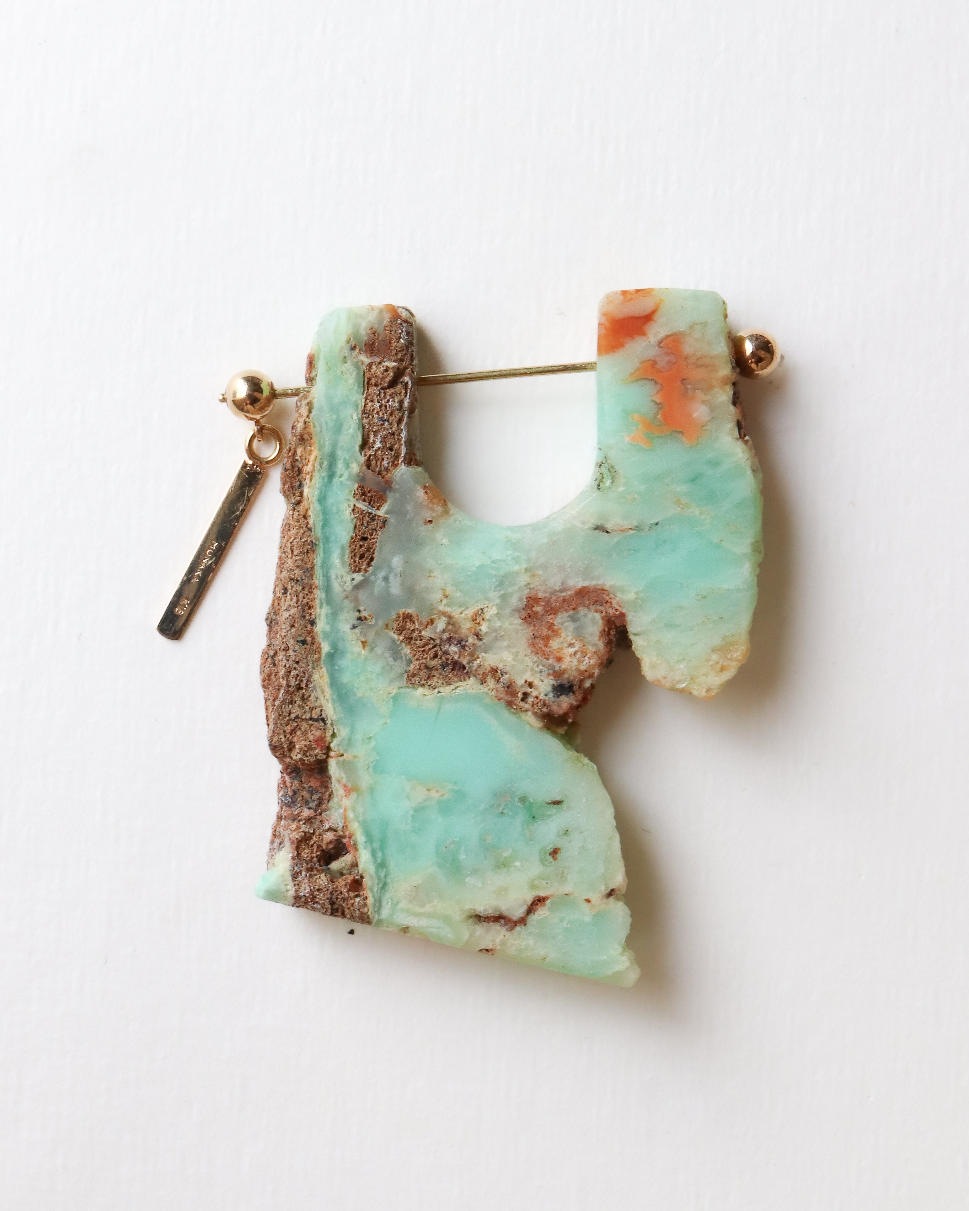 Rock Pierced Earring - Chrysophrase -