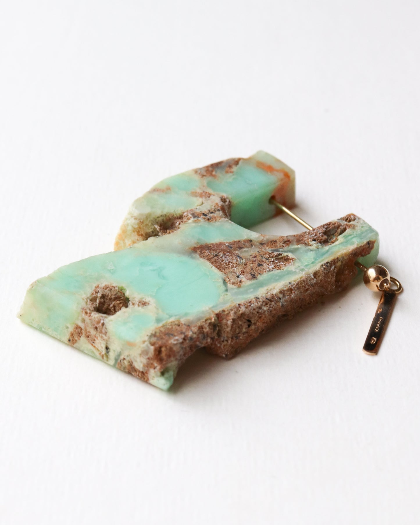 Rock Pierced Earring - Chrysophrase -