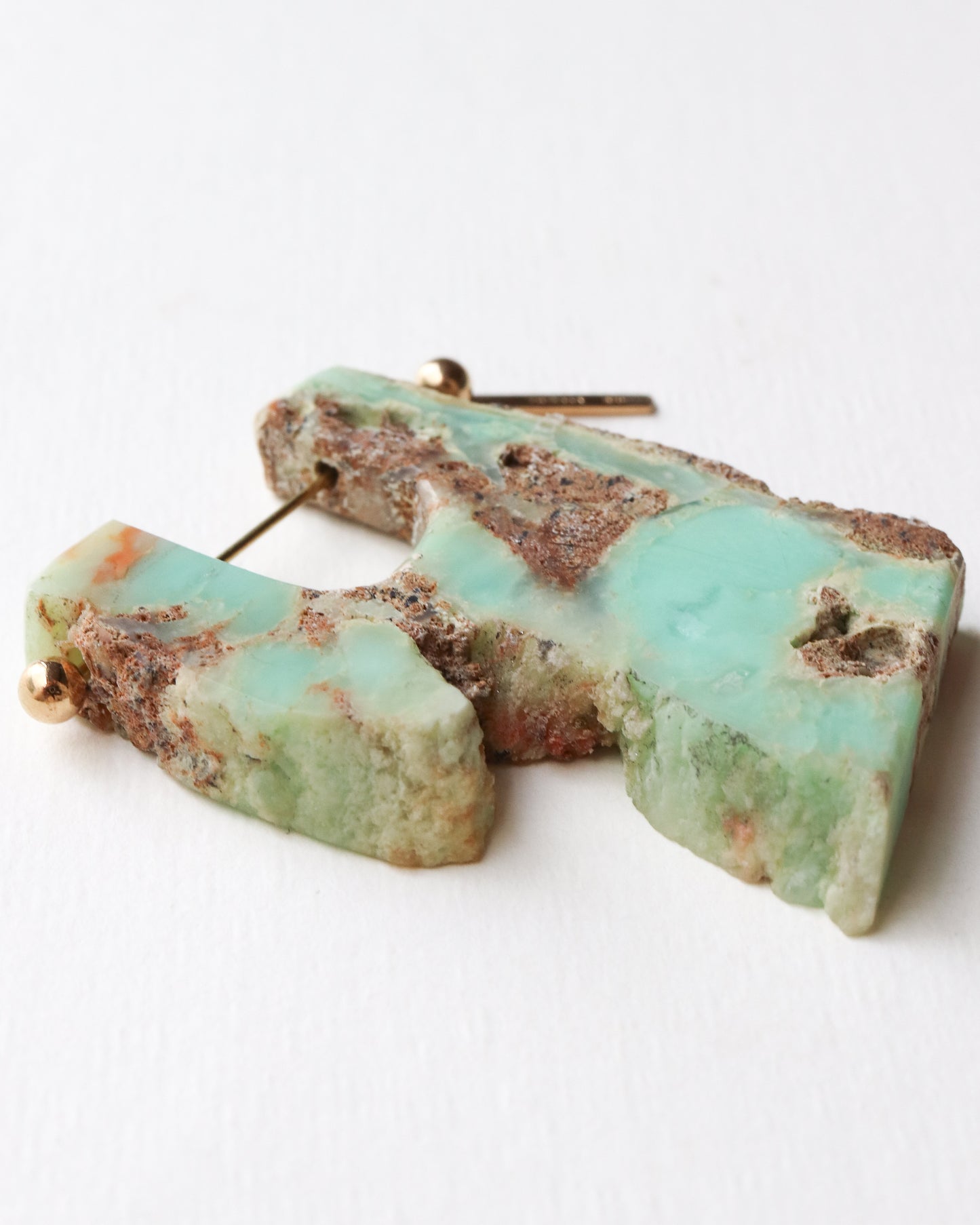 Rock Pierced Earring - Chrysophrase -