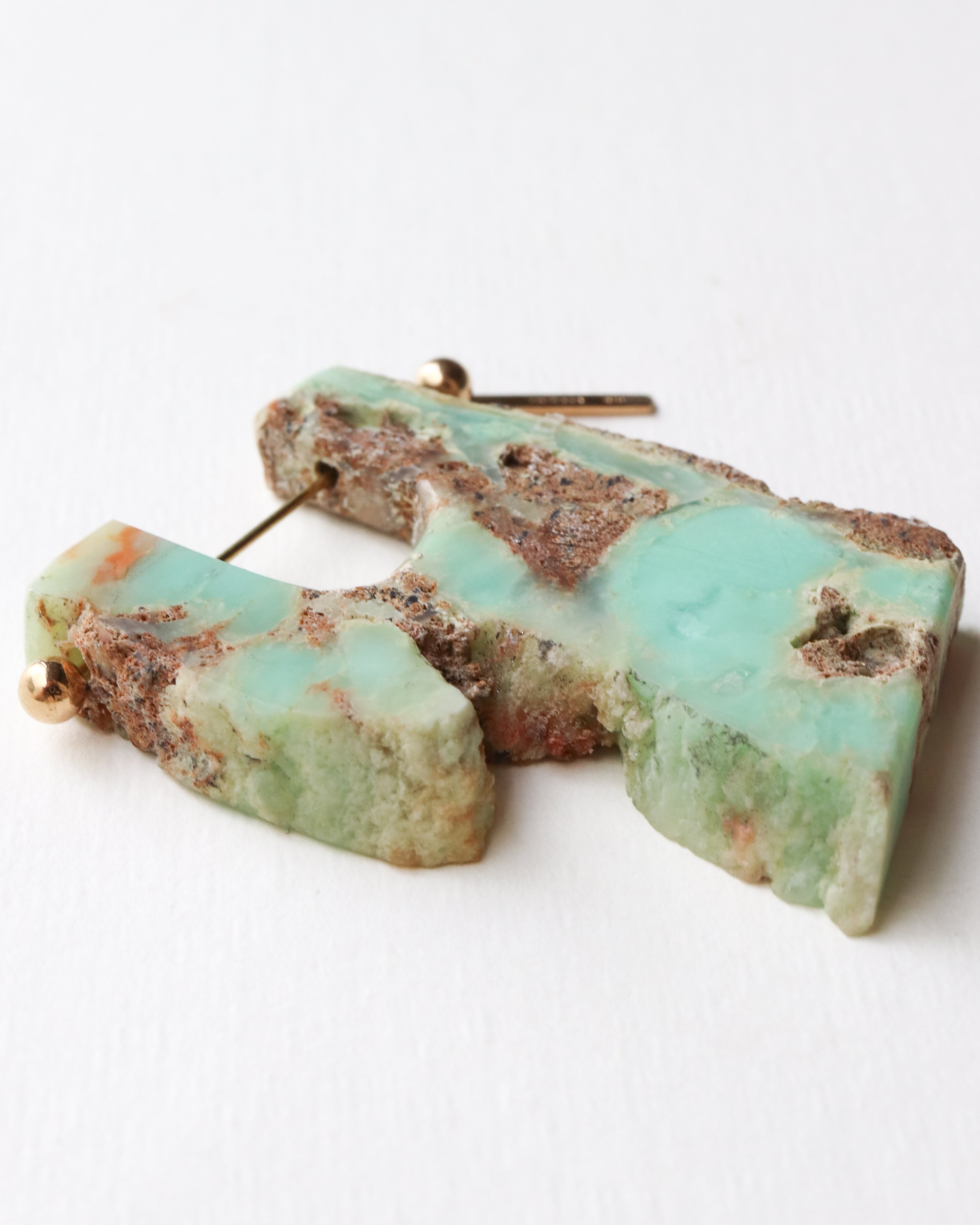 Rock Pierced Earring - Chrysophrase -