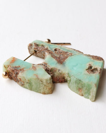 Rock Pierced Earring - Chrysophrase -