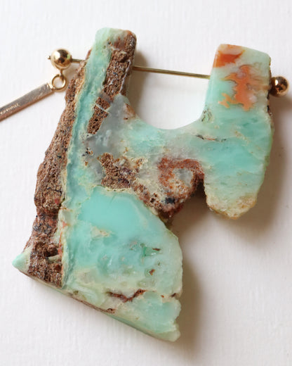 Rock Pierced Earring - Chrysophrase -