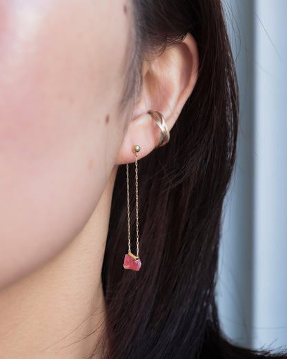 Pipe Pierced Earring - Rhodonite -