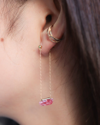 Pipe Pierced Earring - Rhodonite -