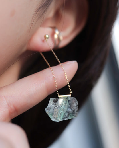 Pipe Pierced Earrings - Fluorite -