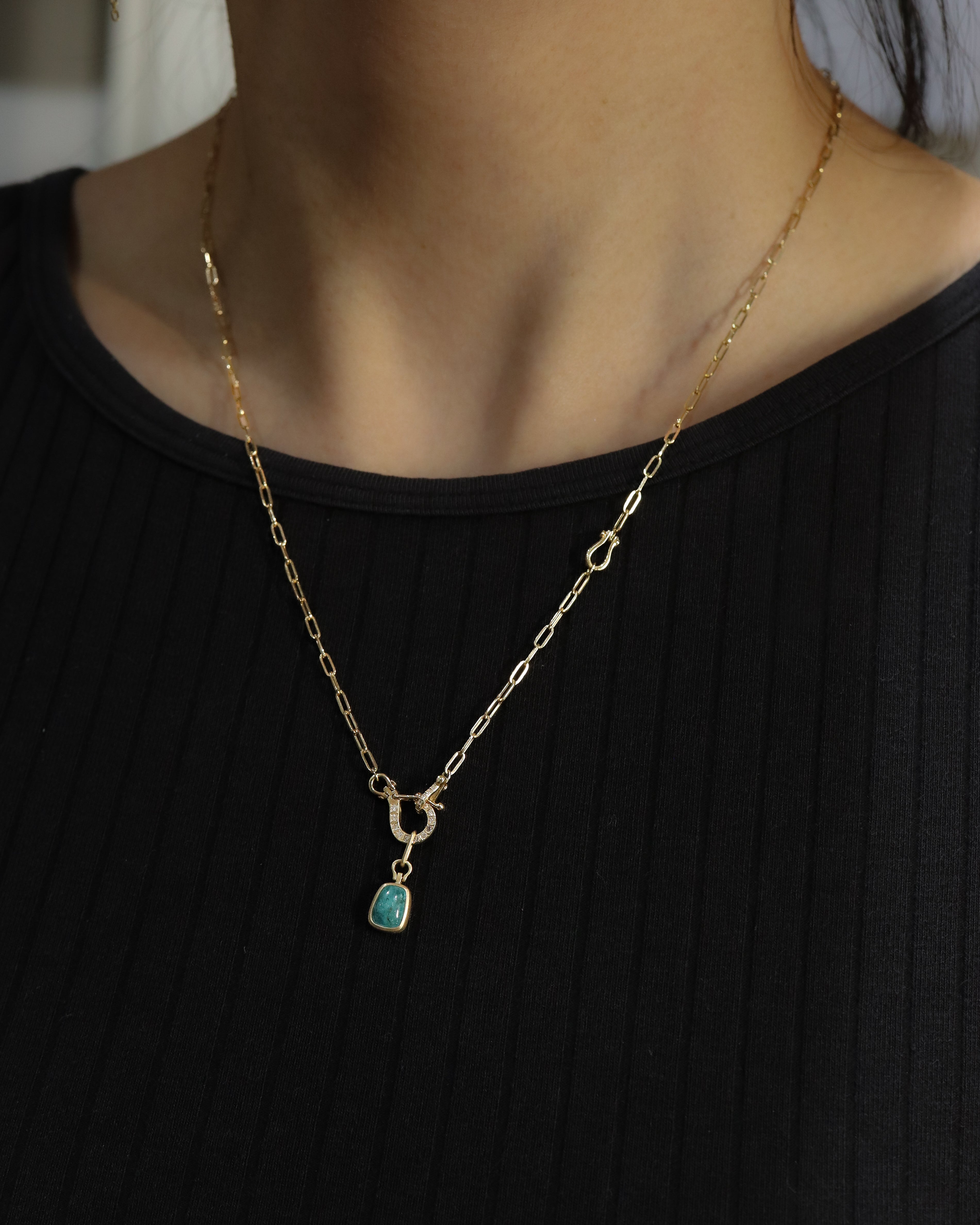 Horse Shoe Collet Necklace - Paraiba Tourmaline -