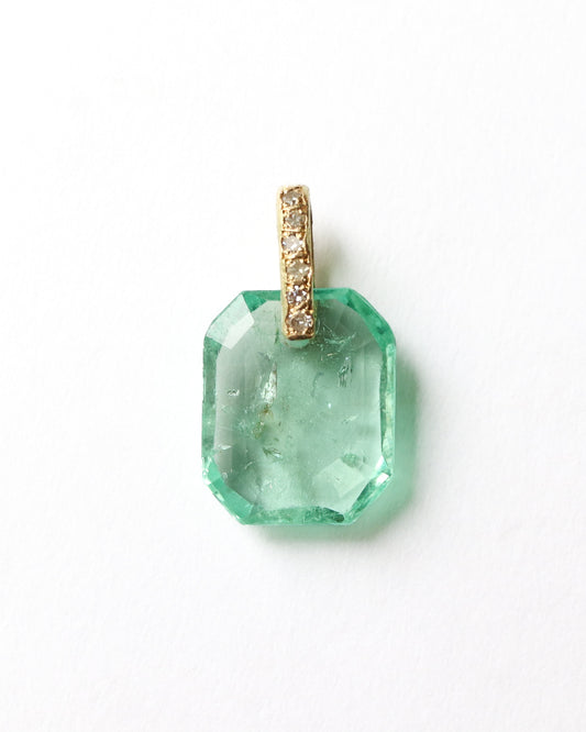 Hibiki Stone Necklace - Emerald / Diamond -