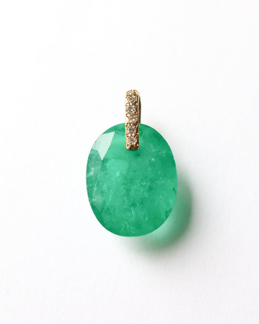 Hibiki Stone Necklace - Emerald / Diamond -