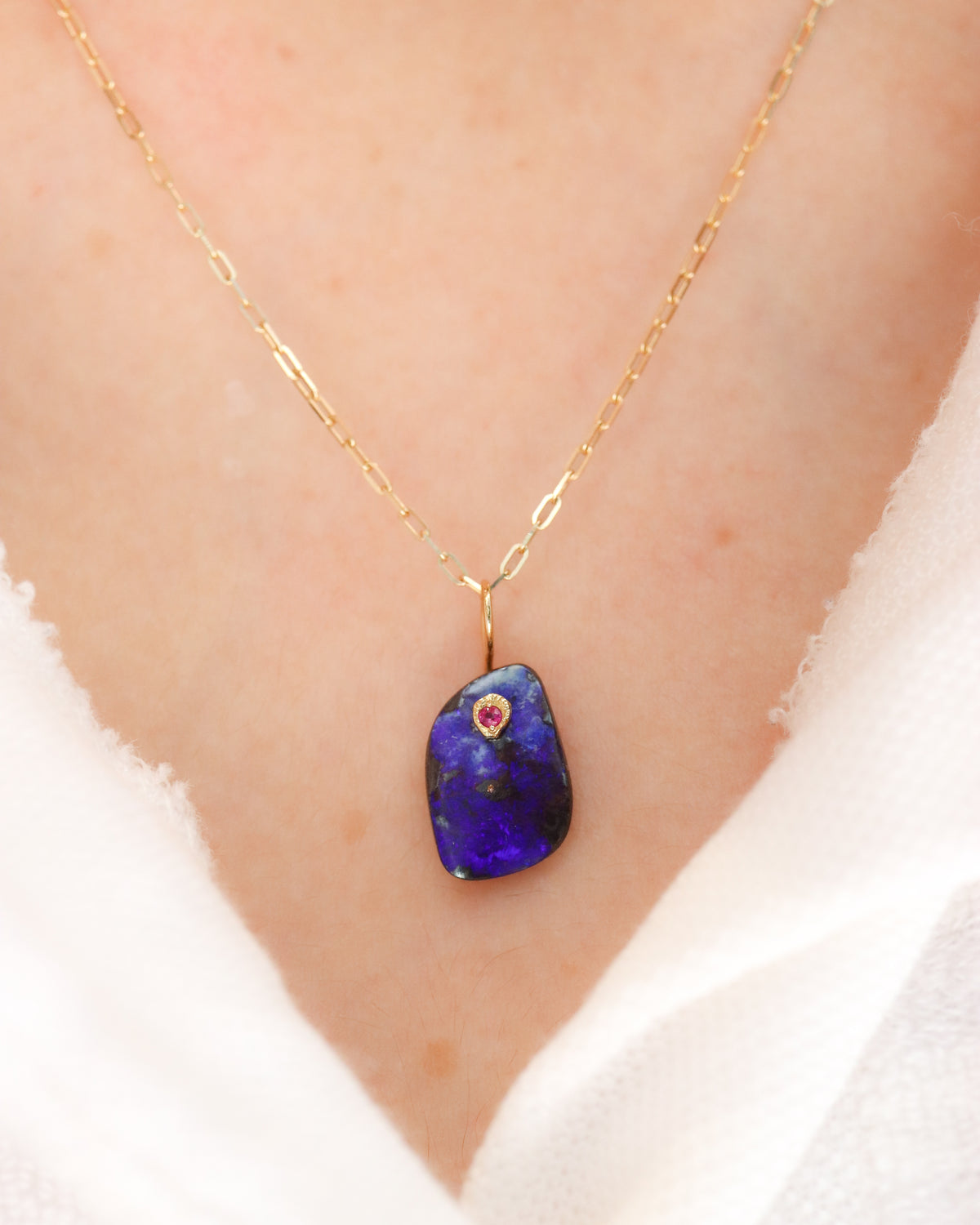 Flat Necklace - Boulder Opal -