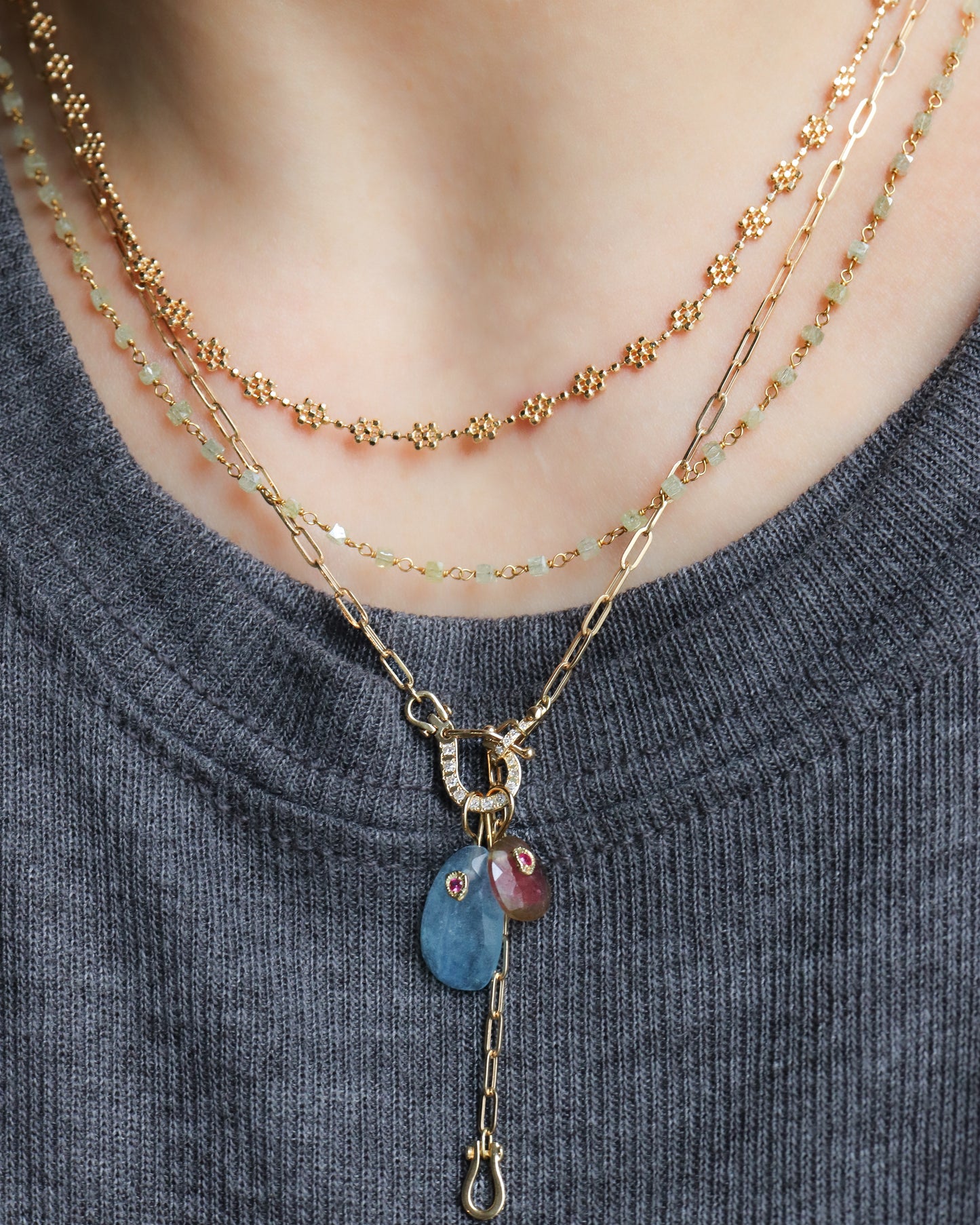 Link Diamond Beads Necklace