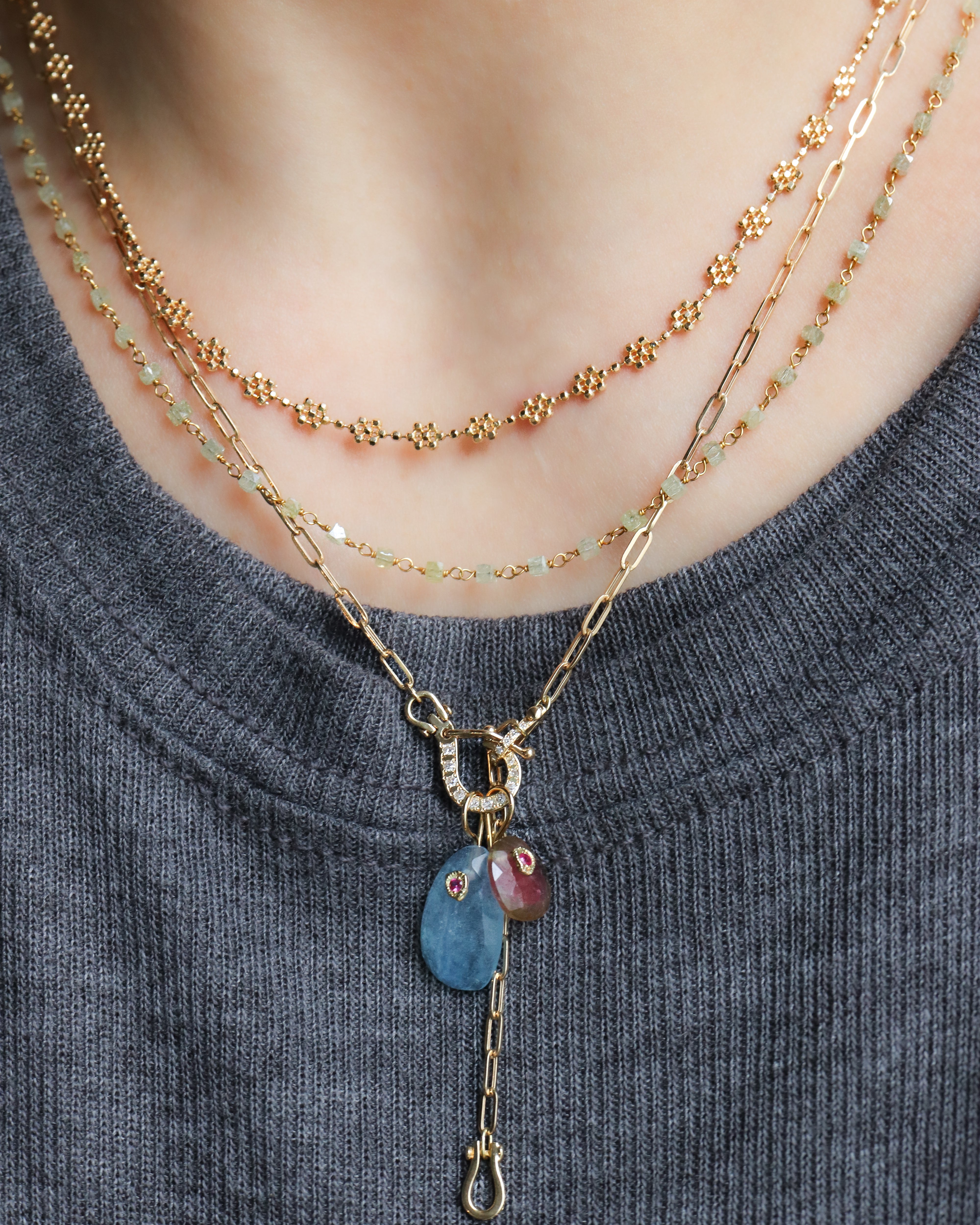 Link Diamond Beads Necklace