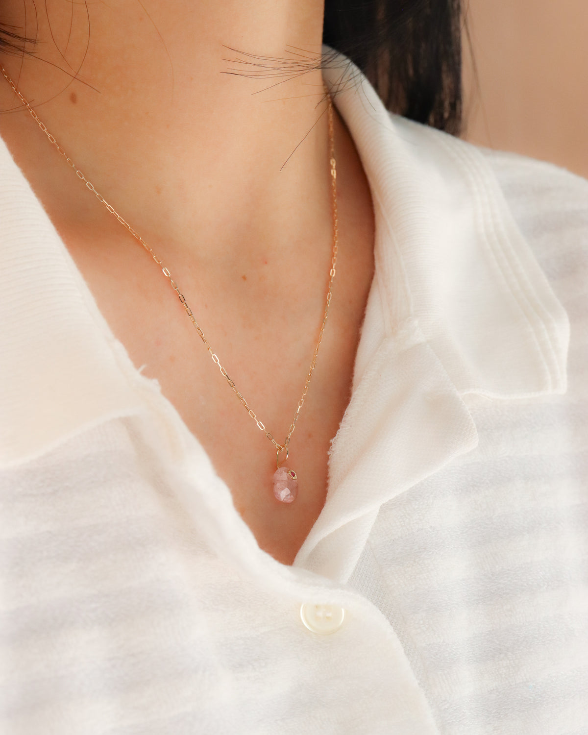 Flat Necklace - Morganite -