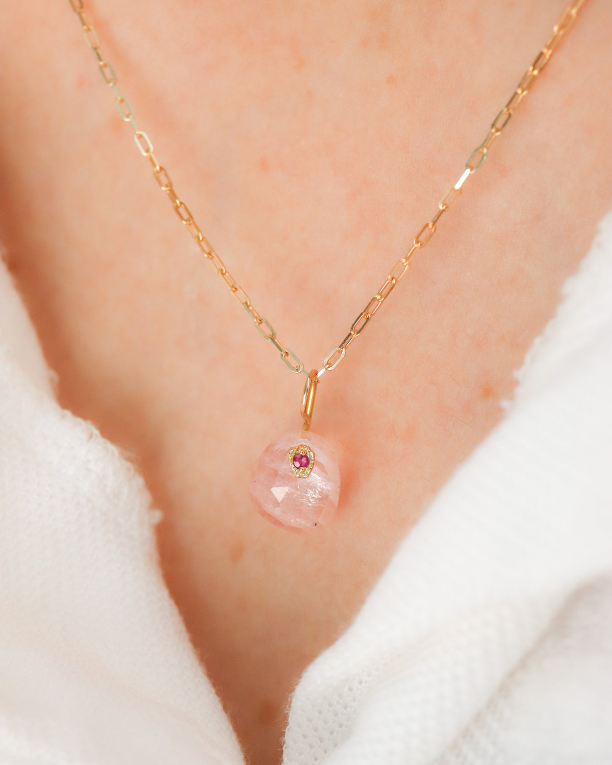 Flat Necklace - Morganite -