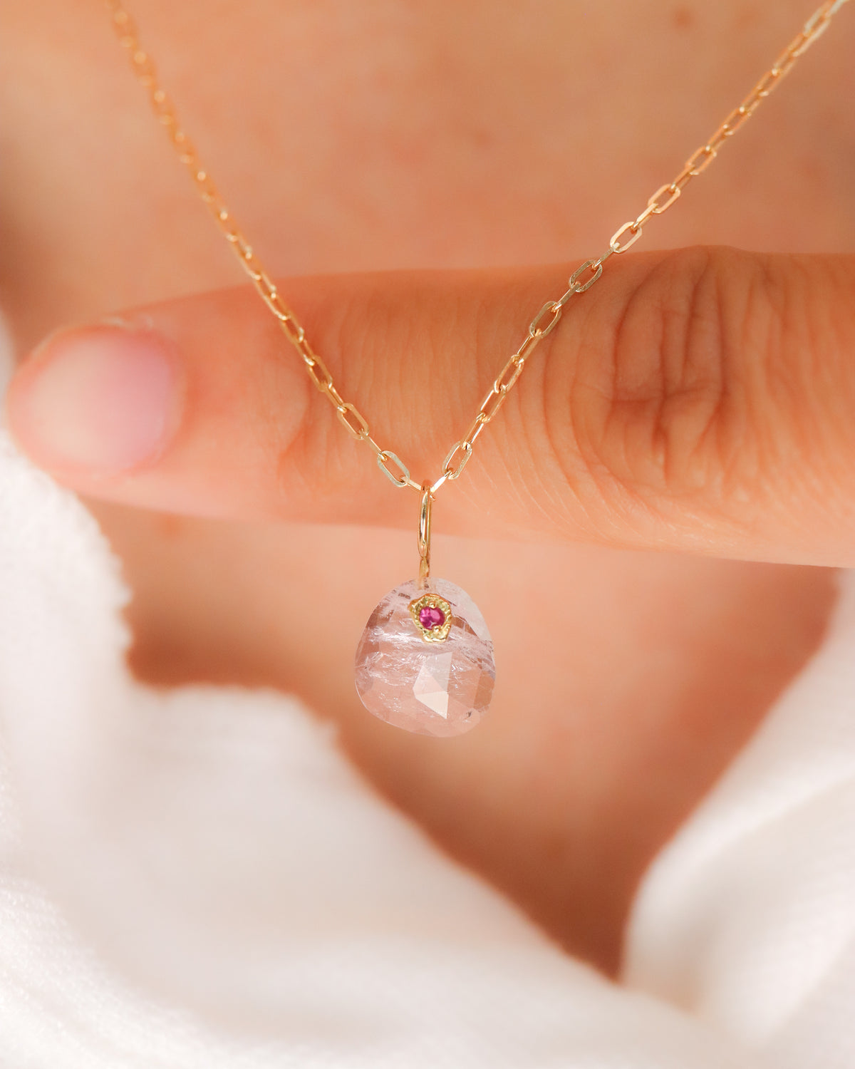 Flat Necklace - Morganite -