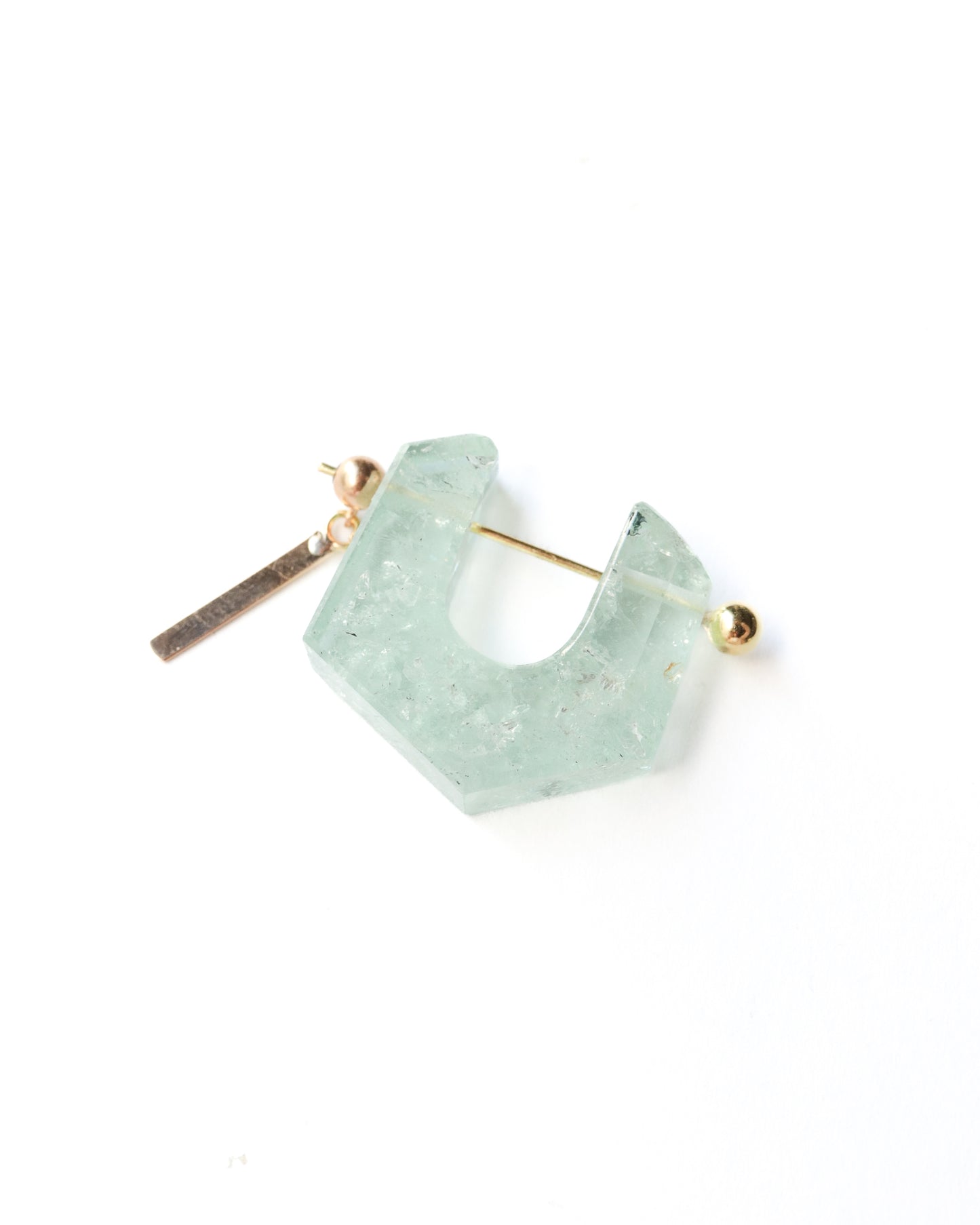 Rock Pierced Earring - Aquamarine -