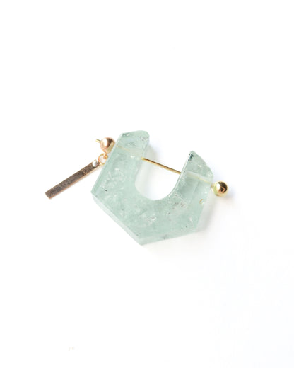 Rock Pierced Earring - Aquamarine -