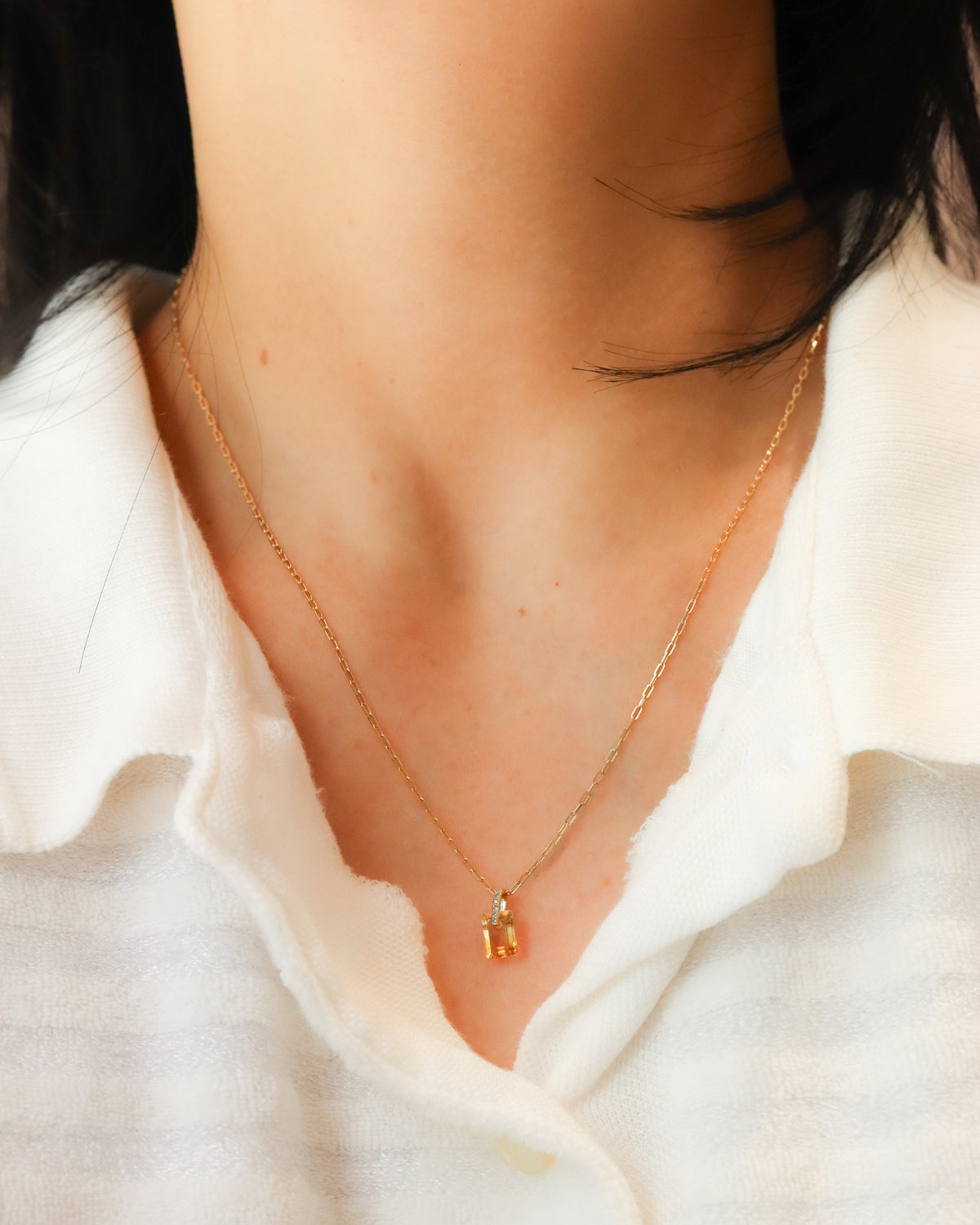 Hibiki Stone Necklace - Citrine -