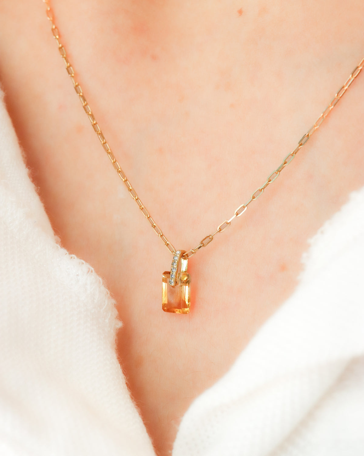 Hibiki Stone Necklace - Citrine -
