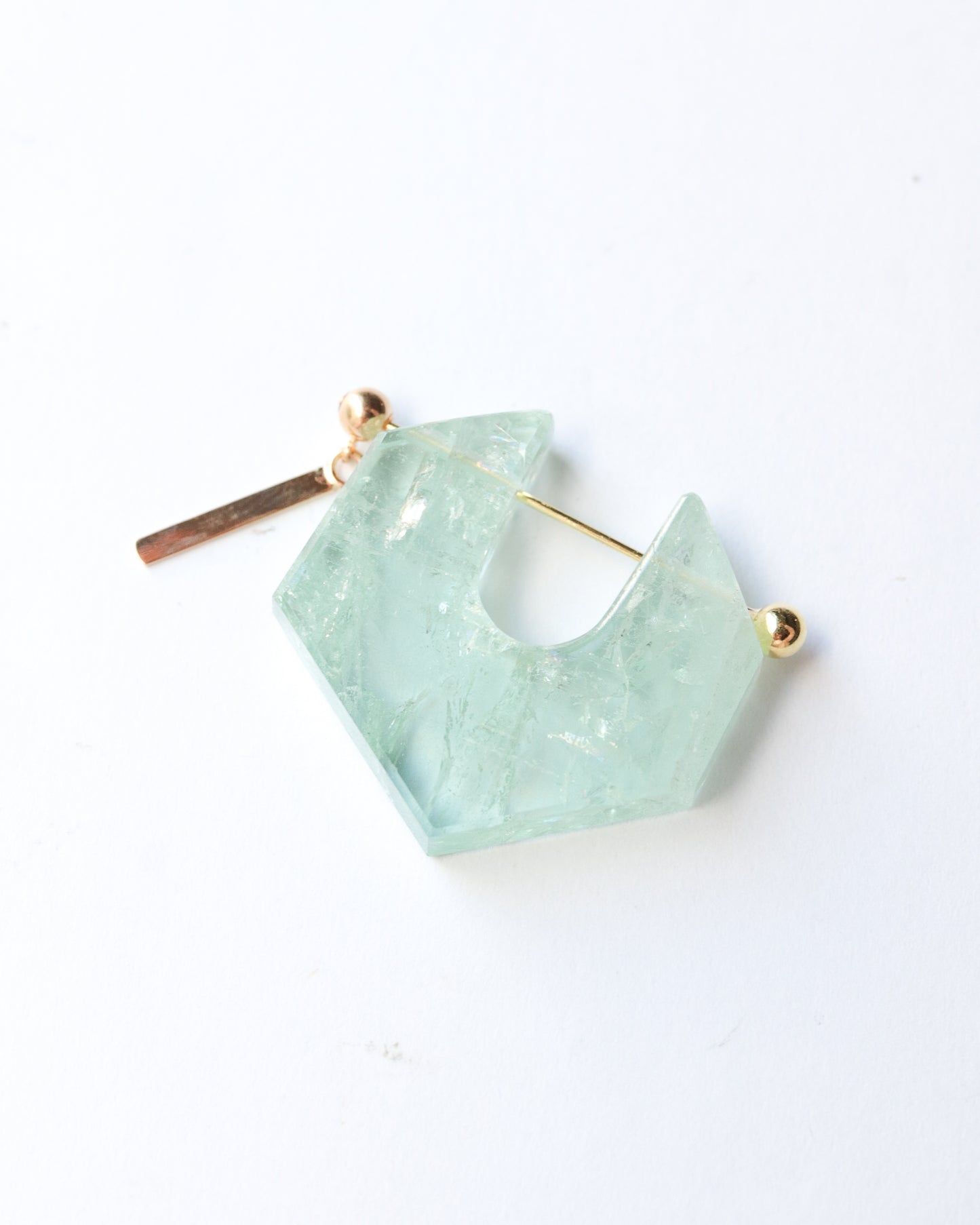 Rock Pierced Earring - Aquamarine -