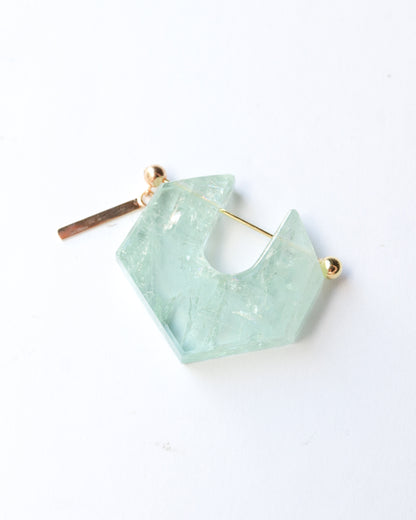 Rock Pierced Earring - Aquamarine -