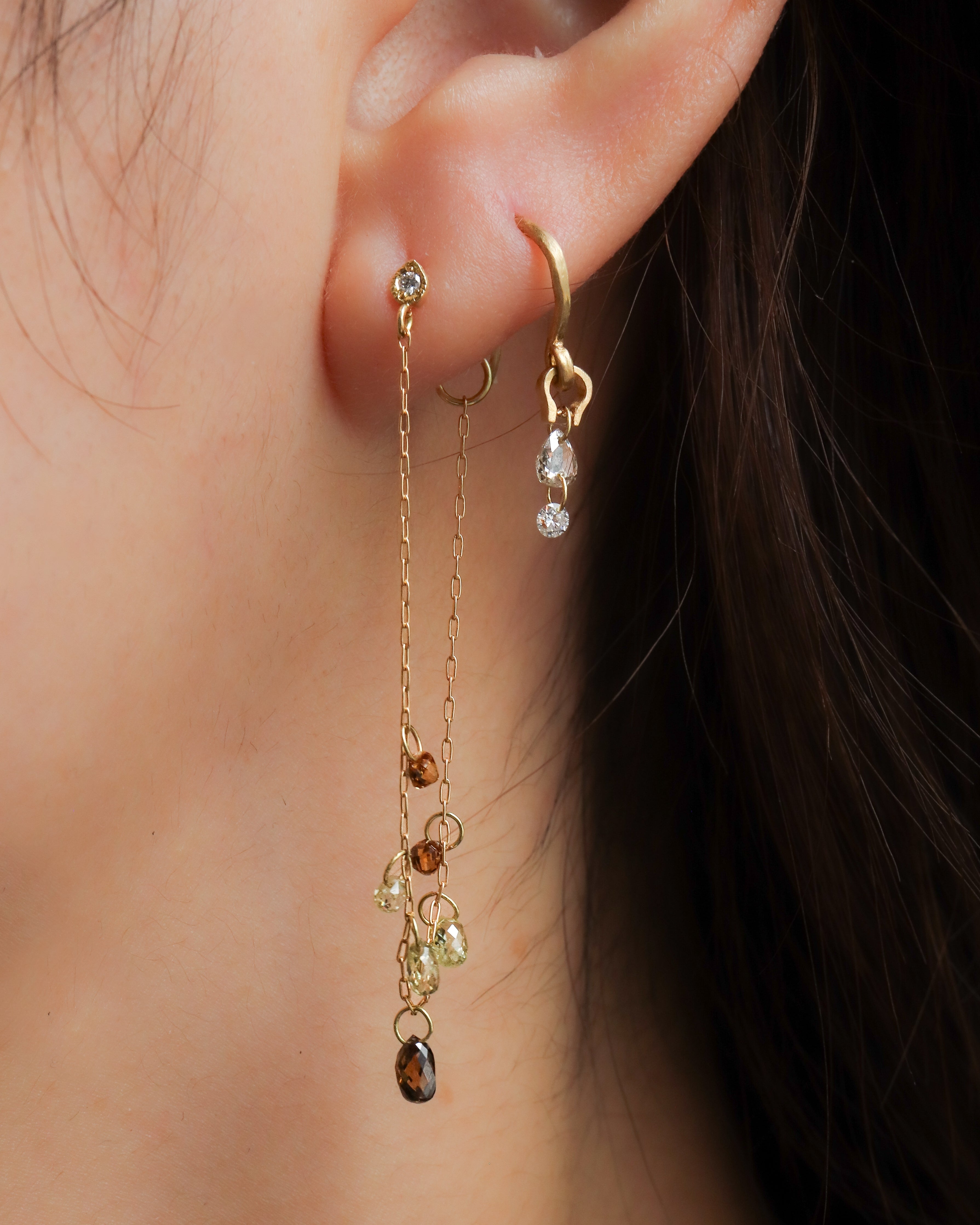 Briolette-Cut Diamond Station Pierced