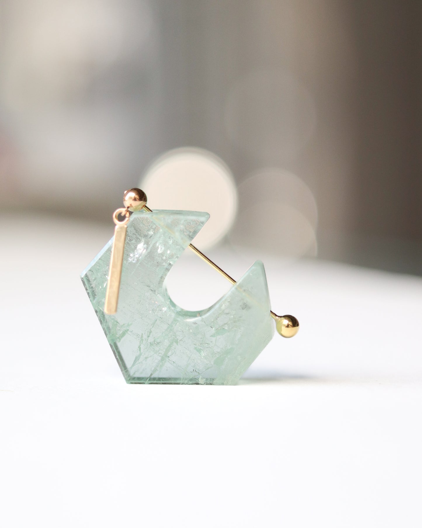 Rock Pierced Earring - Aquamarine -