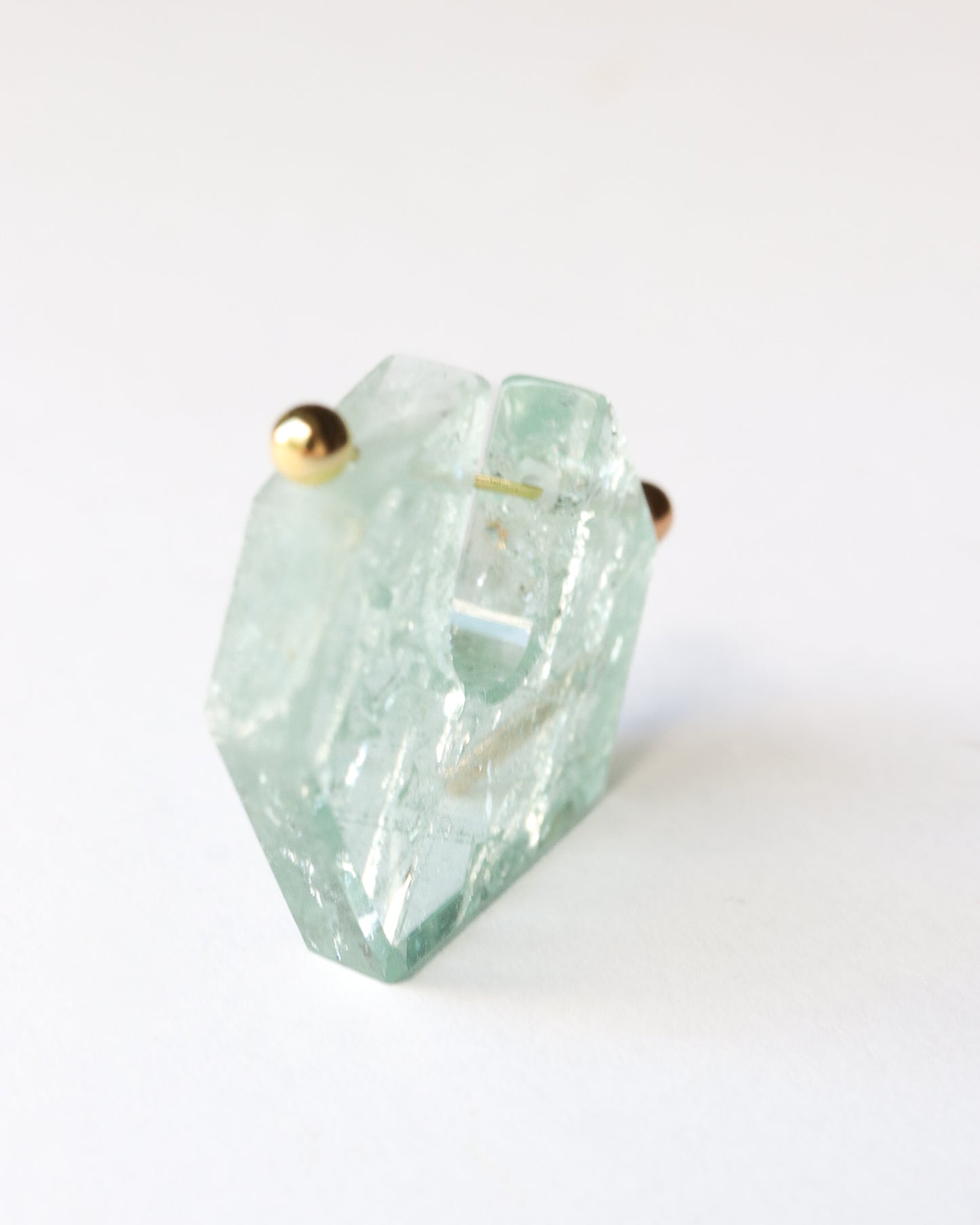 Rock Pierced Earring - Aquamarine -