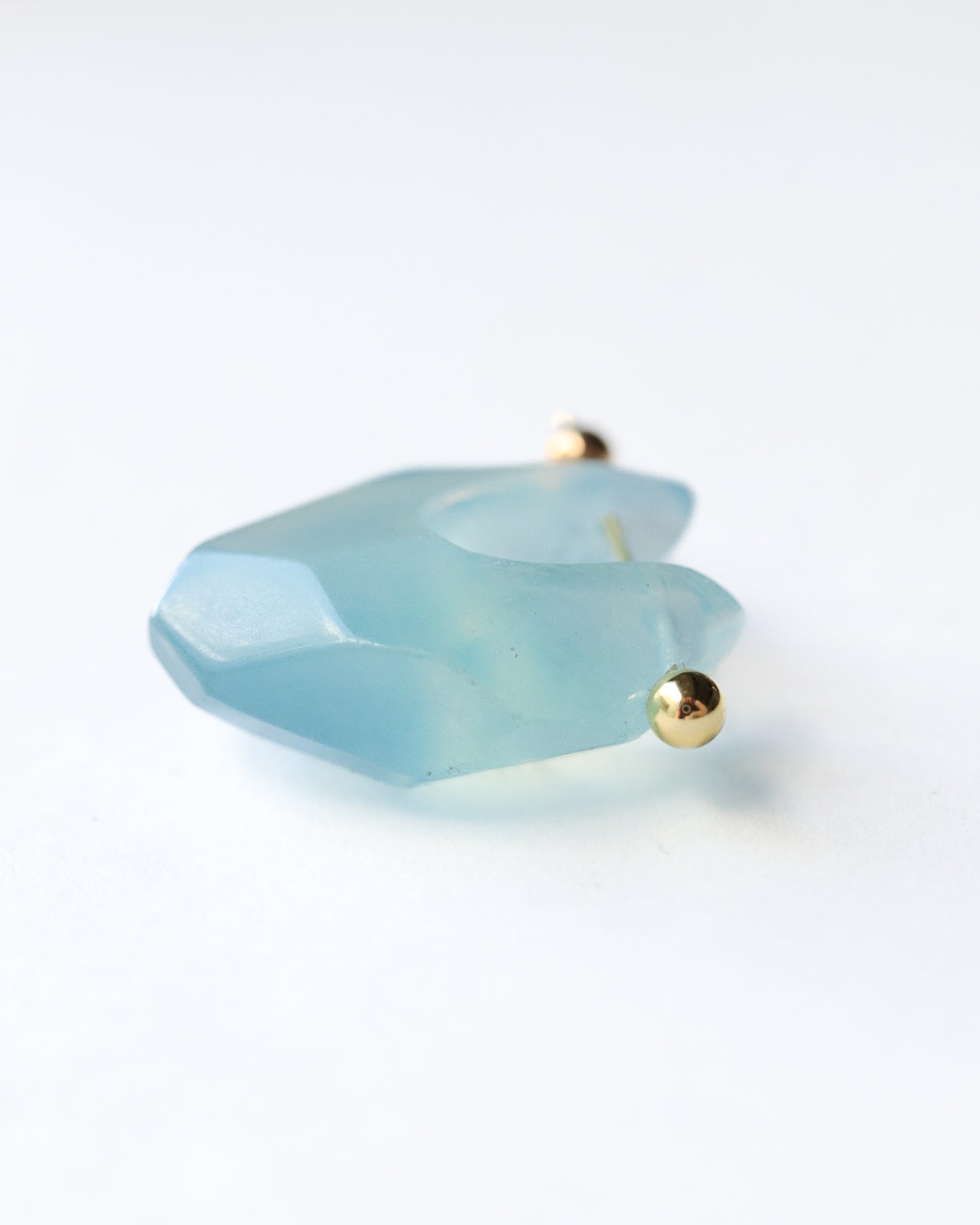 Rock Pierced Earring - Aquamarine -