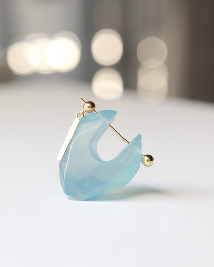 Rock Pierced Earring - Aquamarine -