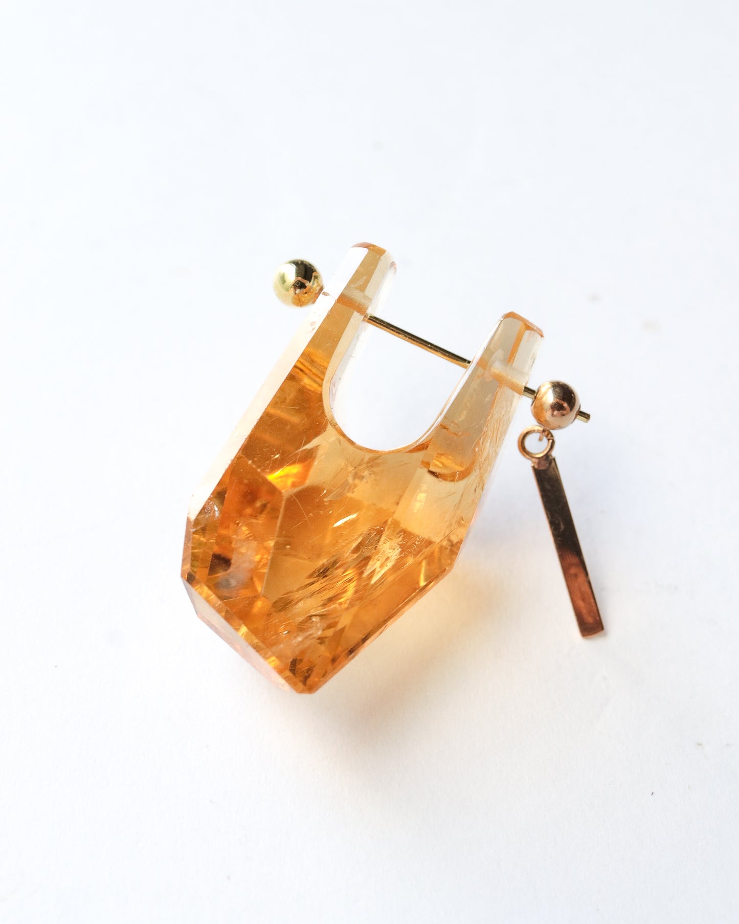 Rock Pierced Earring - Citrine -